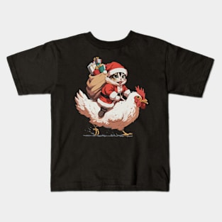 Christmas, Funny Cat on a Chicken - 2 Kids T-Shirt